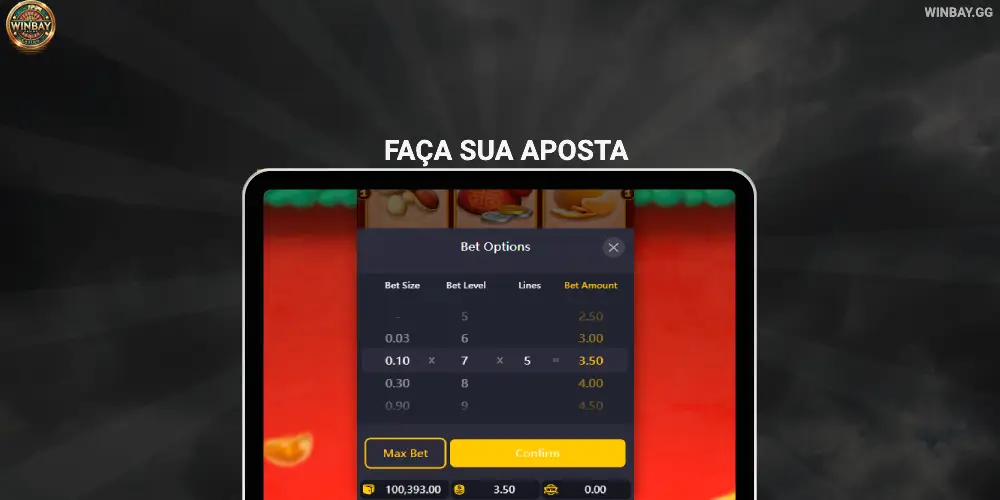 Etapa 3 – Faça sua aposta no Winbay Casino